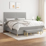 Κρεβάτι Boxspring με Στρώμα Αν. Πράσινο 160x200εκ Υφασμάτινο - Γκρι