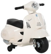 HOMCOM Ηλεκτρικό παιδικό μοτοσακό Vespa Ηλεκτρικό μοτοσακό με LED φως, ήχο, παιδικό ηλεκτρικό μοτοσακό για παιδιά από 18-36 μηνών Λευκό
