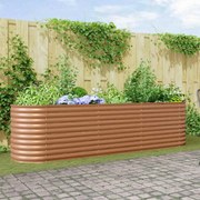 vidaXL Υπερυψωμένη Ζαρντινιέρα Καφέ 320 x 80 x 81 cm Ατσάλι