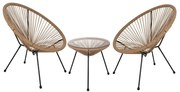Σετ κήπου Σαλόνι ACAPULCO C21111 3 τμχ. με Τραπέζι και 2 Πολυθρόνες σε Μαύρο - Μπέζ 70x73x79 εκ.