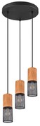 Φωτιστικό Οροφής Tosh 304330332 Ø28x150cm Natural-Black Trio Lighting Μέταλλο,Ξύλο