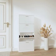 vidaXL Παπουτσοθήκη Γυαλιστερό Λευκό 59x17x150 εκ. Επεξεργασμένο Ξύλο