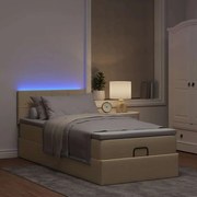 ΟΘΩΜΑΝΙΚΟ ΚΡΕΒΑΤΙ ΜΕ ΣΤΡΩΜΑ &amp; LEDS CREAM 90X200 CM ΎΦΑΣΜΑ 3312282