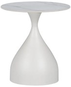 Intrahome Βοηθητικό τραπέζι Kirkene intrahome sintered stone σε απόχρωση λευκό μαρμάρου με λευκό μέταλλο Φ50x50εκ | SKU: INTRAPA-130111388