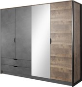 Τετράφυλλη Ντουλάπα Arden με Καθρέπτη Brown-anthracite 220x56x205cm