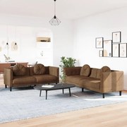 vidaXL Σετ Σαλονιού 2 Τεμαχίων Καφέ Βελούδινο με Μαξιλάρια