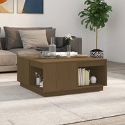 Τραπεζάκι Σαλονιού Καφέ Μελί 80x81x36,5 εκ. Μασίφ Ξύλο Πεύκου - Καφέ