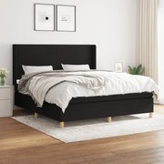 Κρεβάτι Boxspring με Στρώμα Μαύρο 160x200 εκ. Υφασμάτινο - Μαύρο