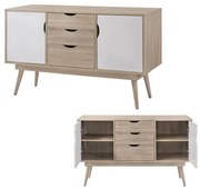 WOODWELL Ε7345,2ALIDA Μπουφές Τραπεζαρίας Σαλονιού Απόχρωση Sonoma - Άσπρο 125x45x77cm Ε7345,2