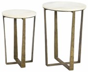 BLANCHE SIDE TABLE SET 2ΤΕΜ ΓΚΡΙ ΣΚΟΥΡΟ BRASS ANTIQUE D39-31xH55-47cm - 04-0825