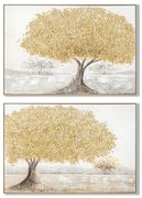 Καμβάς Home ESPRIT Γκρι Χρυσό Δέντρο Παραδοσιακά (x2)