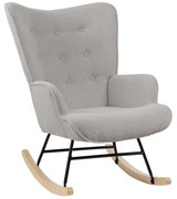 ALMA Rocking Πολυθρόνα Μπερζέρα Καθιστικού, Teddy Ύφ.Αν.Γκρι, Βάση Μαύρο-Φυσικό