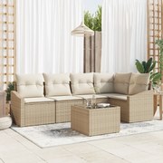 vidaXL Σετ Καναπέ 6 τεμαχίων  με Μαξιλάρες Καφέ Πολυ Ρατάν