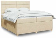 vidaXL Κρεβάτι Boxspring με Στρώμα Κρεμ 200x200 εκ. Υφασμάτινο