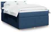 Κρεβάτι Boxspring με Στρώμα Μπλε 140x200 εκ. Υφασμάτινο