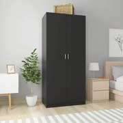 vidaXL Ντουλάπα Μαύρη 90 x 52 x 200 εκ. από Μοριοσανίδα