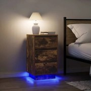 Κομοδίνο με φώτα LED Καπνιστή βελανιδιά 38x34x65 cm 861305