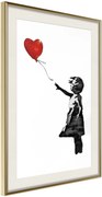 Αφίσα - Banksy: Girl with Balloon II - 40x60 - Χρυσό - Με πασπαρτού