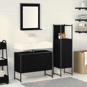 vidaXL Σετ Επίπλων Μπάνιου με πόρτα 3 pcs Μαύρο 33 x 33 x 102.5 εκ