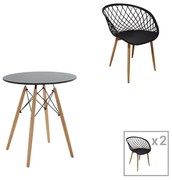 Σετ Τραπεζαρίας Ezra-Julita 3τεμ pp-mdf σε μαύρη-φυσική απόχρωση Φ60x73εκ 60x60x73 εκ.