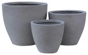 FLOWER POT-3  Set 3 τεμαχίων Cement Grey Φ35x32 /Φ44x37 /Φ53x47 cm Ε6302,S