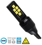 GloboStar® 81133 Λάμπα Αυτοκίνητου T15 - W16W 2nd Generation Can-Bus Series LED 12 SMD 3030 8W 1200lm 360° DC 12V IP20 Ψυχρό Λευκό 6000K