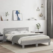 vidaXL Πλαίσιο Κρεβατιού με Κεφαλάρι Γκρι Sonoma 140x200εκ. Επεξ. Ξύλο