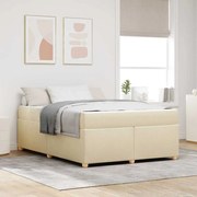vidaXL Σκελετός Κρεβατιού με στρώμα Κρεμ 140 x 200 cm ύφασμα