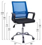 ΚΑΡΕΚΛΑ ΓΡΑΦΕΙΟΥ FALLON HM1148.08 ΣΕ ΜΑΥΡΟ ΧΡΩΜΑ ΜΕ ΜΠΛΕ ΠΛΑΤΗ 60x57x104Υ εκ.