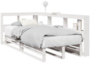 vidaXL Κρεβάτι Βιβλιοθήκη Χωρίς Στρώμα Λευκό 75x190 εκ Μασίφ Πεύκο