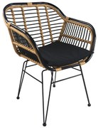 Καρέκλα Κήπου ArteLibre ATINIUS Φυσικό/Μαύρο Μέταλλο/Rattan 58x62x82cm