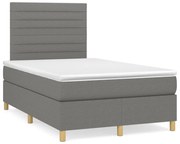 ΚΡΕΒΑΤΙ BOXSPRING ΜΕ ΣΤΡΩΜΑ &amp; LED ΣΚ.ΓΚΡΙ 120X190ΕΚ. ΥΦΑΣΜΑΤΙΝΟ 3270254