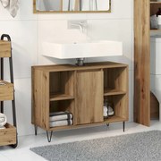 vidaXL Ντουλάπι Μπάνιου με ράφι με πόρτα artisan δρυς 80 x 33 x 60 εκ