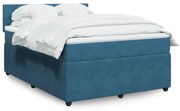 vidaXL Κρεβάτι Boxspring με Στρώμα Μπλε 160x200 εκ. Βελούδινο