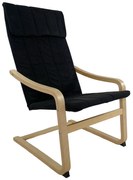 Πολυθρόνα ArteLibre NORDVIK Μαύρο/Φυσικό Ύφασμα/Ξύλο 60x71x105cm