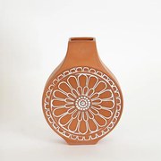 Βάζο Κεραμικό Terracotta-Λευκό 16,1x7x23,8εκ. ESTHETI 752-20228
