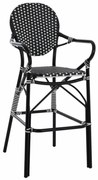 Σκαμπό Bar Bamboo Look HM5794.02 56x60x126cm Black - White Αλουμίνιο,Wicker