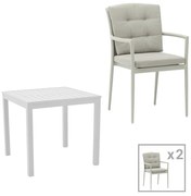 Intrahome Τραπεζαρία Kliton - Moritz σετ 3τεμ Intrahome αλουμίνιο σε λευκή και γκρι απόχρωση 80x80x74εκ | SKU: INTRAPA-311111912