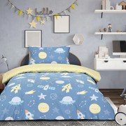 Σεντόνια Μονά (Σετ) Kocoon Space Πετρόλ,Κίτρινο ΜΕ ΛΑΣΤΙΧΟ 100x200+30