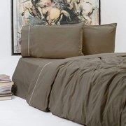 Σεντόνια New Solid 300+ (Σετ 4τμχ) Dark Brown Aslanis Home Υπέρδιπλo 240x270cm 100% Cotton Satin