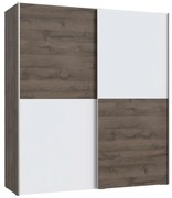 Ντουλάπα Δίφυλλη Συρόμενη Megan HM2366.05 170,3x61,2x191cm Walnut-White Δίφυλλη Μελαμίνη