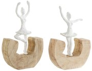 Διακοσμητική Φιγούρα DKD Home Decor Λευκό Καφέ Μπαλαρίνα Μπαλέτου 17 x 6 x 24 cm (x2)