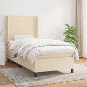 Κρεβάτι Boxspring με Στρώμα Κρεμ 90x200 εκ.Υφασμάτινο - Κρεμ