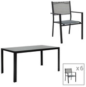 Intrahome Τραπεζαρία κήπου Nares-Moly σετ 7τεμ Intrahome αλουμίνιο μαύρο-textilene γκρι | SKU: INTRAPA-311111480