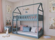 Κουκέτα Σπιτάκι Montessori Pola από μασίφ ξύλο Grey  90×200cm (Δώρο 10% Έκπτωση στα Στρώματα)