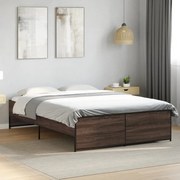 vidaXL Πλαίσιο Κρεβατιού Καφέ Δρυς 120x190 εκ. Επεξ. Ξύλο &amp; Μέταλλο