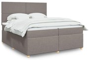 vidaXL Κρεβάτι Boxspring με Στρώμα Taupe 200x200 εκ. Υφασμάτινο