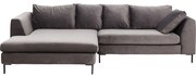 Καναπές Γωνία Black Gianna Velvet Αριστερός Γκρι 290x160x68εκ - Γκρι