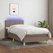 ΚΡΕΒΑΤΙ BOXSPRING ΜΕ ΣΤΡΩΜΑ &amp; LED TAUPE 80X200 ΕΚ. ΥΦΑΣΜΑΤΙΝΟ 3133673