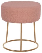 Σκαμπό Karlo HM8411.22 Φ35x41cm Με Χρυσή Βάση & Μπουκλέ Ύφασμα Rotten Apple Μέταλλο,Ύφασμα